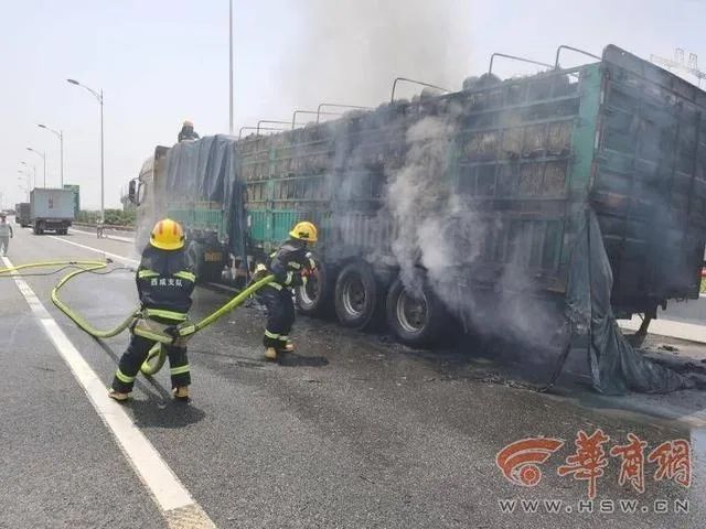 车辆自燃失控撞门柱，保安果断处置